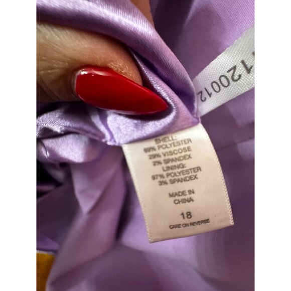 New York & Company V-Neck Stretch Dress Size 18 Purple & Black Slimming Illusion - Picture 6 of 9